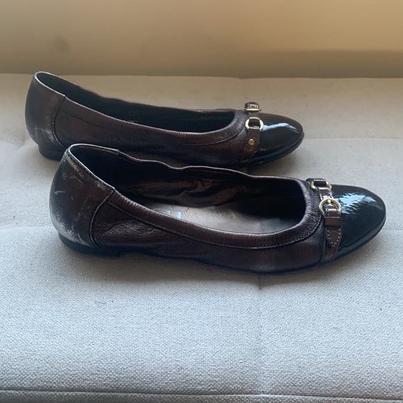 AGL Metallic Monika Patent Cap Toe Ballet Flats Size 40 US 8 - Picture 5 of 16